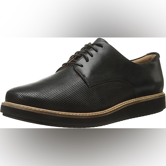 Clarks Shoes - 💋 Clarks Glick Darby Oxford Black Leather Oxford Shoes 9